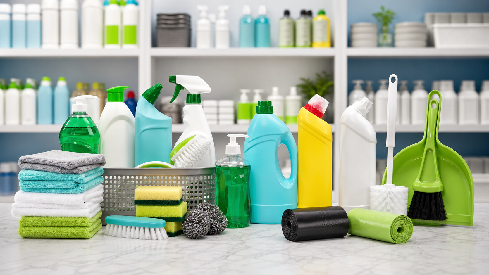 Kitchen and bathroom cleaning product display